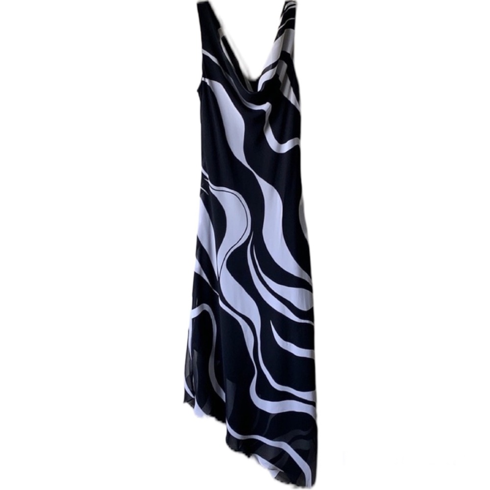 BEAUTIFUL Black & White Cowl Neck Asymmetrical Dress Juniors Size 11